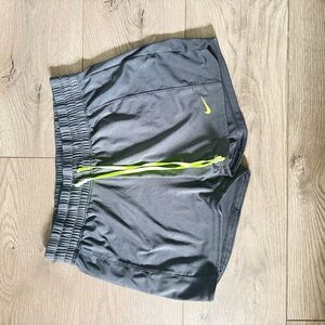 Nike Women’s Gray and Neon Green Athletic Shorts